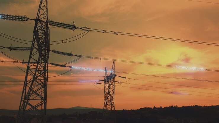 Sunset Over Power Lines