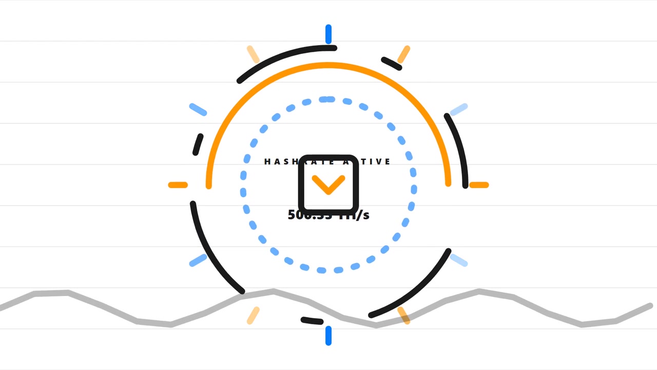 Digital Hashrate Counter Displaying Increasing Cryptocurrency Mining Performance