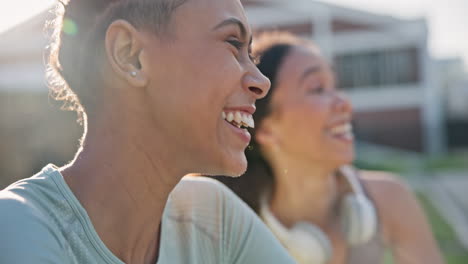 Fitness,-conversation-and-girl-friends-laughing