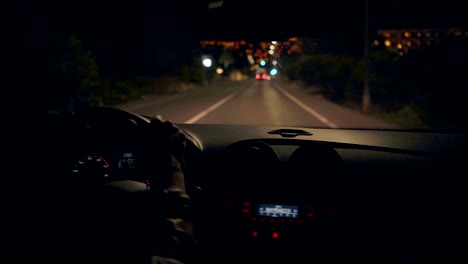 night driving in resort town and suburbs