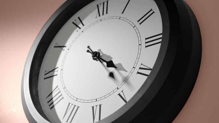 Latin Clock Face on Cream Beige Wall