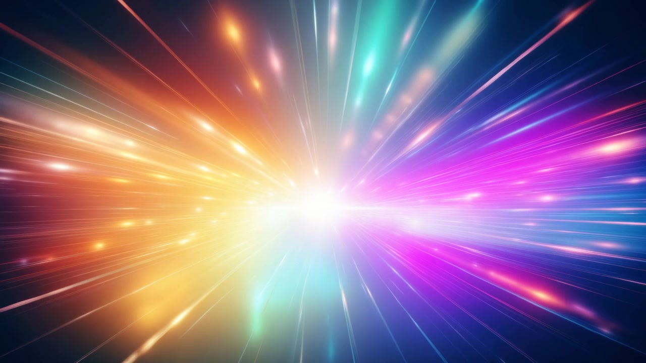 Abstract Motion Background with Colorful Light Streaks and Warp Speed Effect