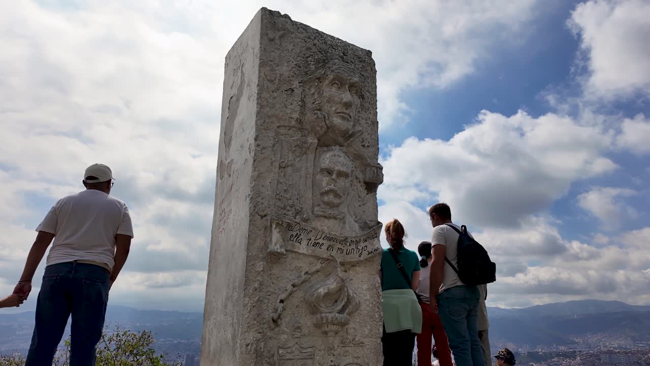 People watching landscape caracas next sculpture of bolivar and marti on spanish roads, Avila, caracas venezuela