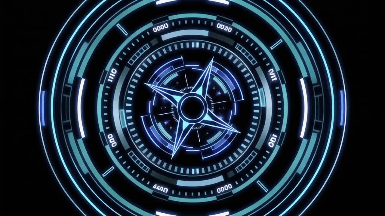 Futuristic Digital Compass HUD Interface Animation