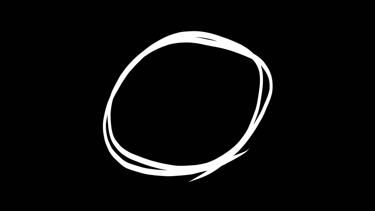 Animated Hand Drawn White Circle on Black Background