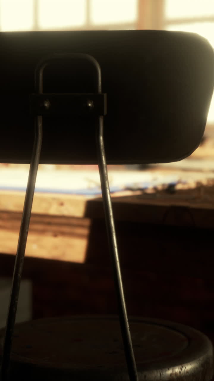 고대 도구와 함께 빈티지 와일드 웨스트 목수 가게 인테리어