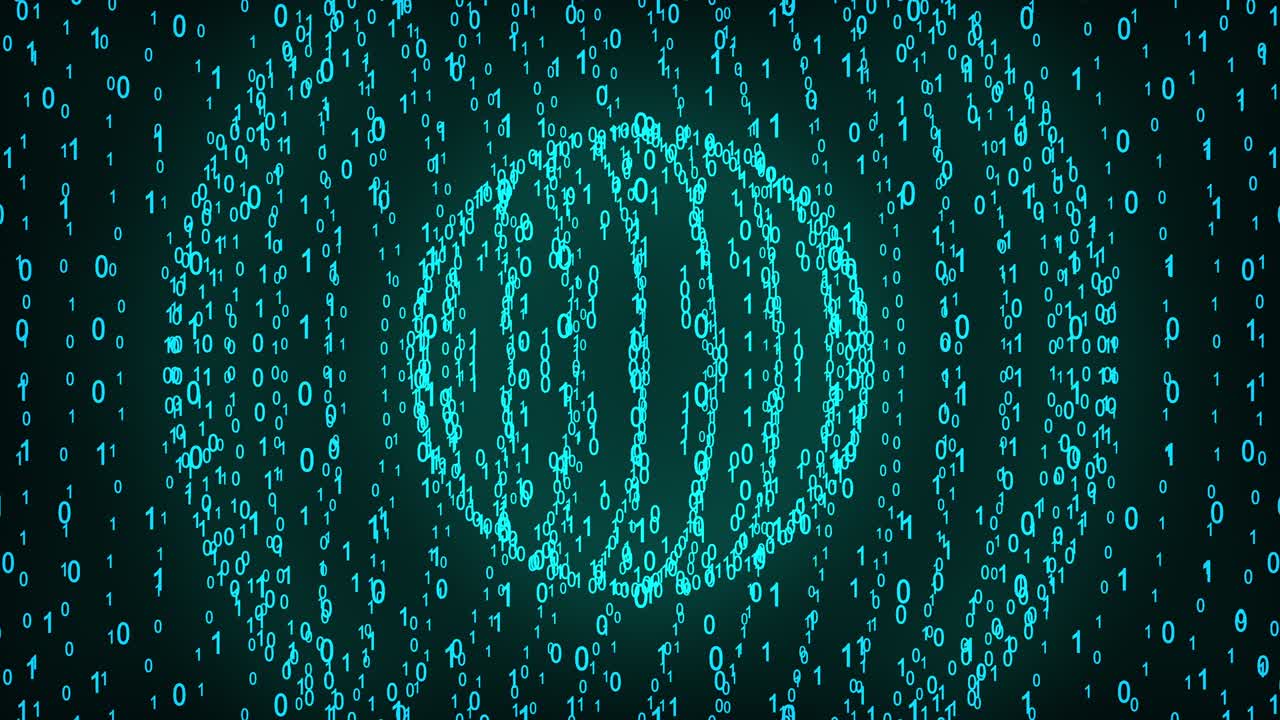 esferas de números binarios grandes y pequeños, generadas por computadora. renderización 3d del fondo de código binario con números. elementos abstractos