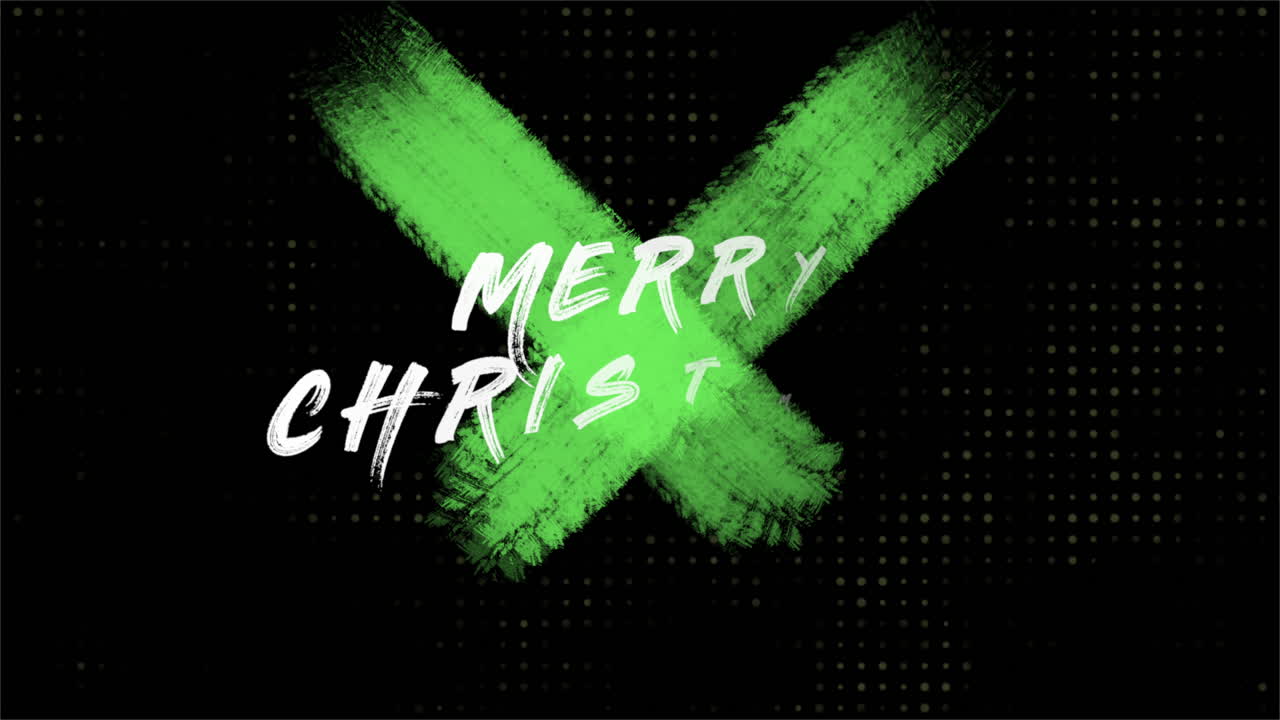 녹색 패션 및 브러시 배경에 애니메이션 소개 텍스트 메리 크리스마스