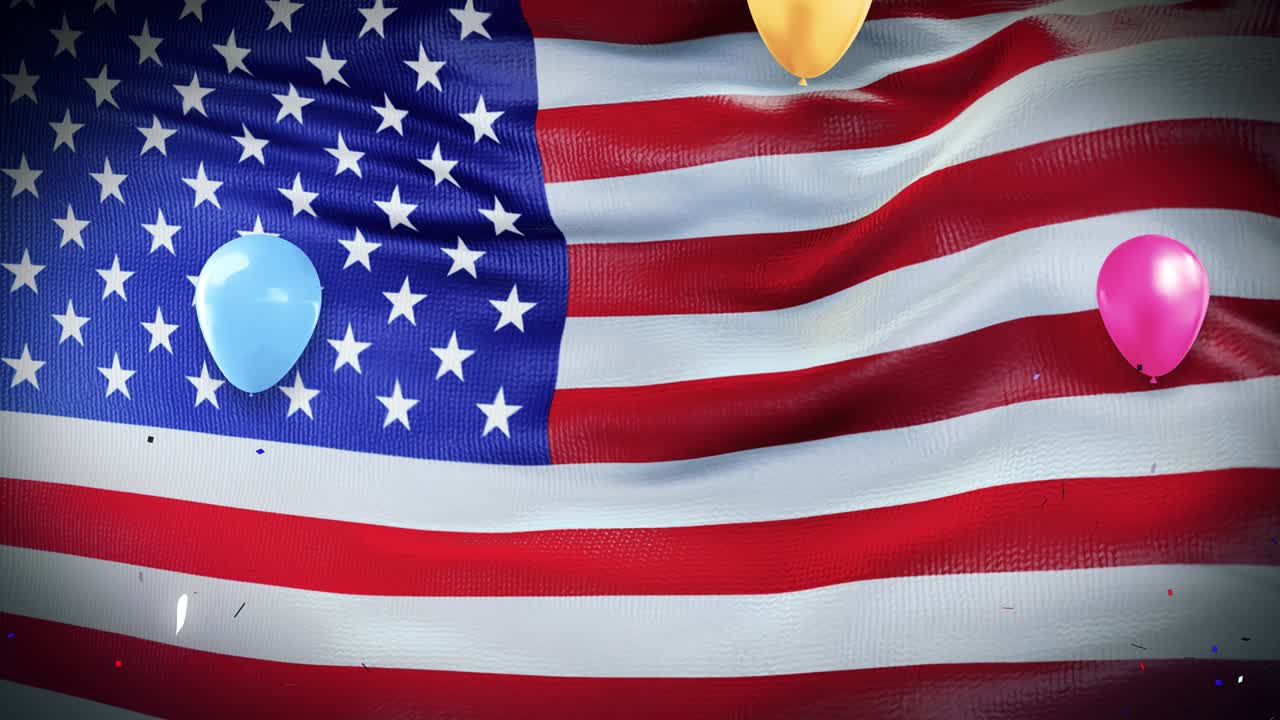 Loop 4K 4 luglio - Con palloncini e fuochi d'artificio - Senza testo