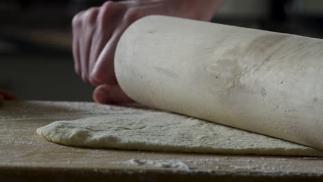 rolling out dough with a rolling pin