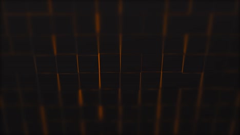 gridded surface made of black cubes with orange glowing around and its reflection.