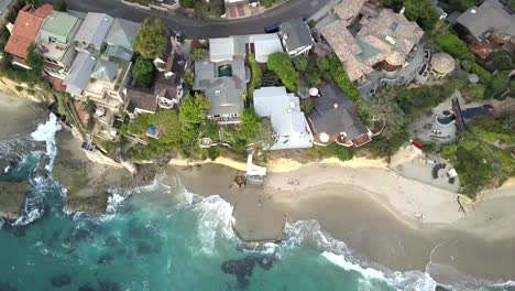 Birds-Eye-Aerial-View-of-Laguna-Beach-City-Coast,-California-USA