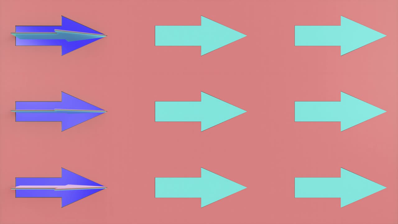 animación 3d de flechas coloridas en movimiento. las flechas se vuelven. patrón sin costuras.