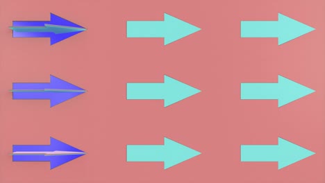 animación 3d de flechas coloridas en movimiento. las flechas se vuelven. patrón sin costuras.