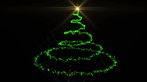 animation of shooting star forming green christmas tree