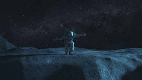 astronauta en la luna por la noche
