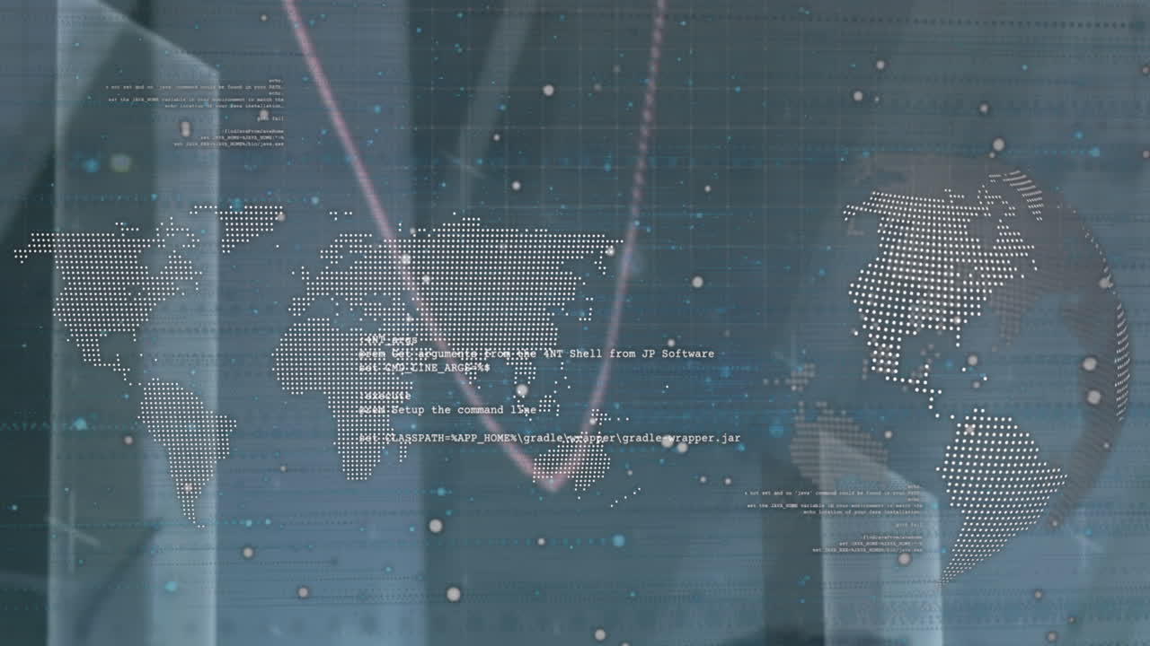 다중 그래프, 지도에 대한 숫자 및 배경의 지구에 대한 컴퓨터 언어의 애니메이션