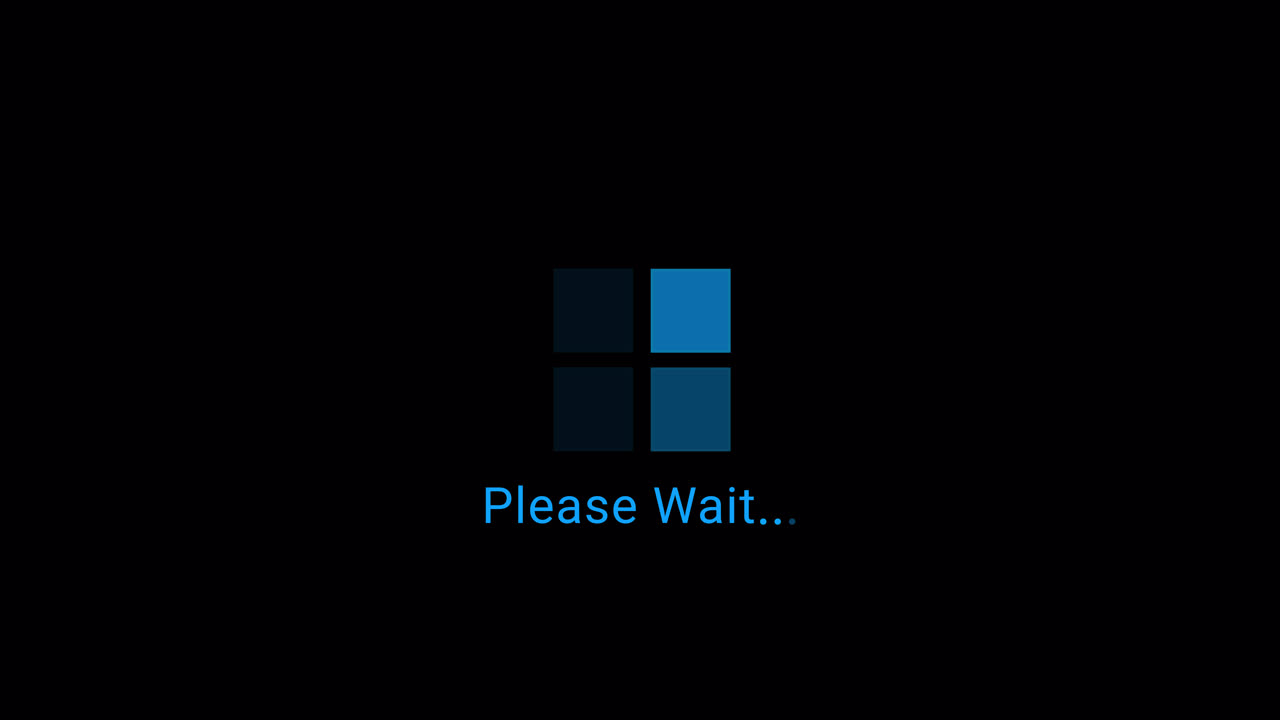 Blue Squares Loading Animation with 'Please Wait' Text