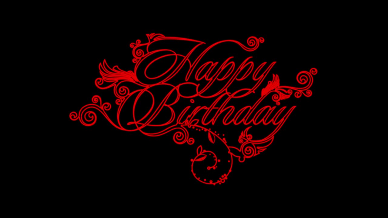 흑색 배경에 빛나는 네온 추상화 생일 축하 4k 비디오 애니메이션
