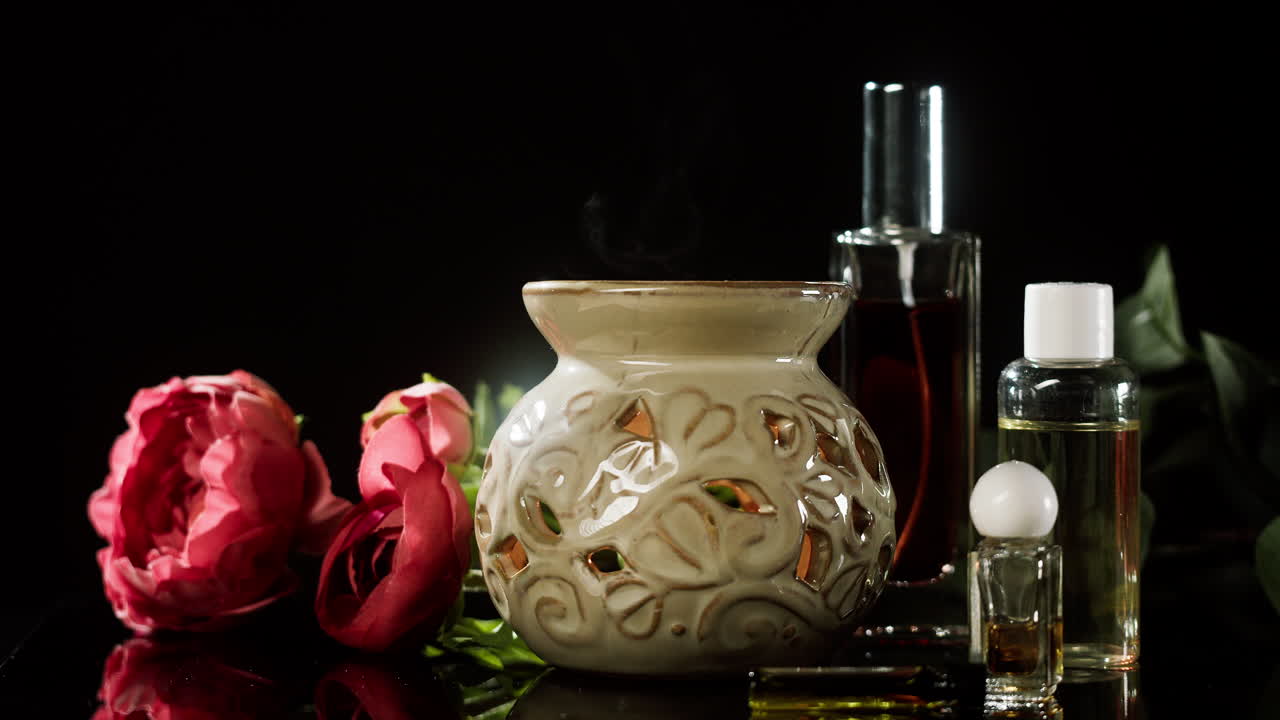 Diffusore per aromaterapia con oli essenziali, profumo e rose