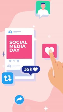 gráfico en movimiento del día de las redes sociales planas colección de historias de instagram
