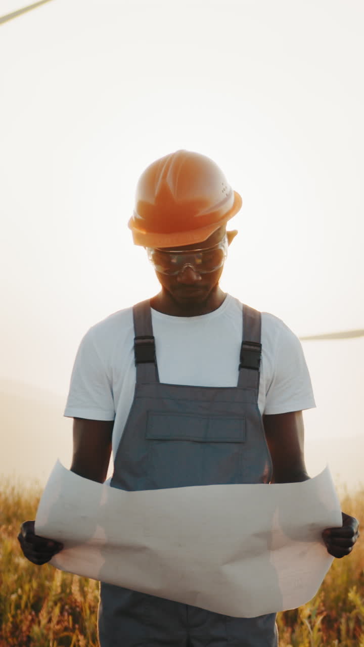 Engineer inspecting wind turbines