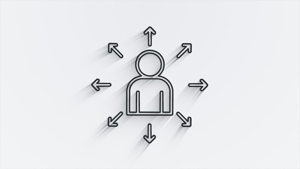 소셜 미디어 라인 그림자 아이콘 디자인은 색 배경에 고립되어 있습니다. 웹 아이콘의 윤, 모션 그래픽.