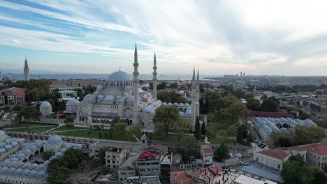 suleymaniye mosque and metro bridge drone video istanbul turkey