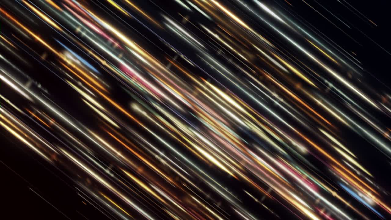 pilar de energía abstracta de rayos dorados y blancos brillantes en fondo negro, bucle sin costuras. animación. moviéndose lentamente líneas hermosas