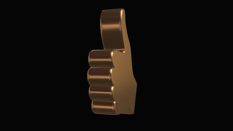 golden thumb up rotation.  exclusive likes concept. black background. loop animation