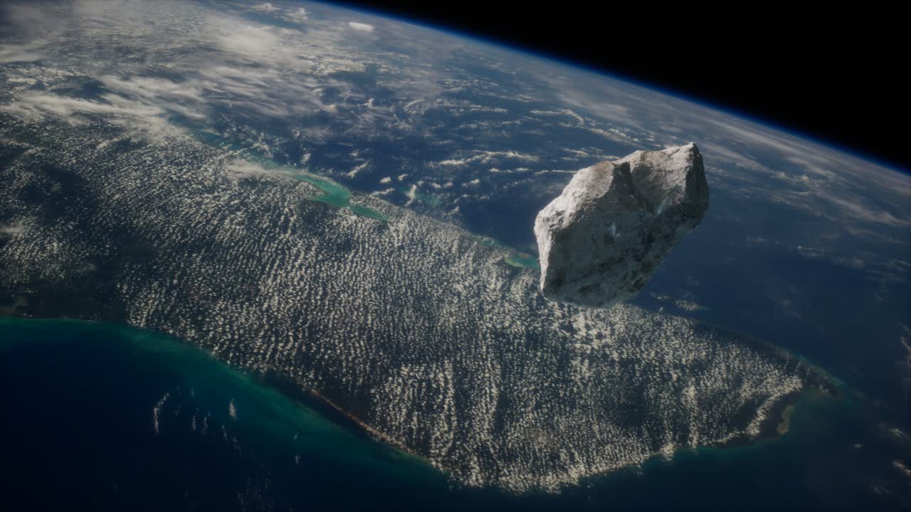 위험한 소행성이 지구에 접근하고 있습니다. 지구의 이미지 nasa에 의해 제공