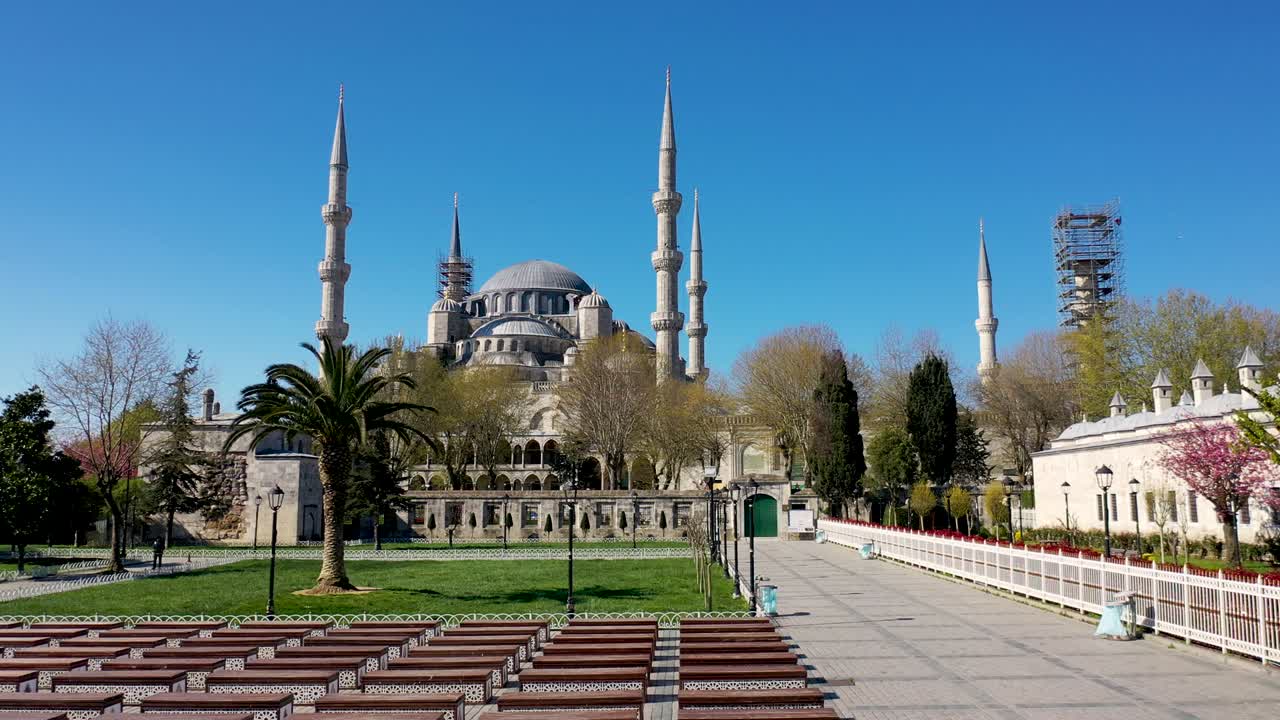 la mezquita del sultán ahmed, la mezquita azul desde estambul, turquía. vista aérea.