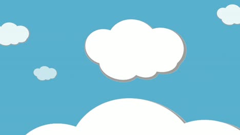 Animation-Motion-graphics-white-clouds-sunny-day-on-blue-screen-background