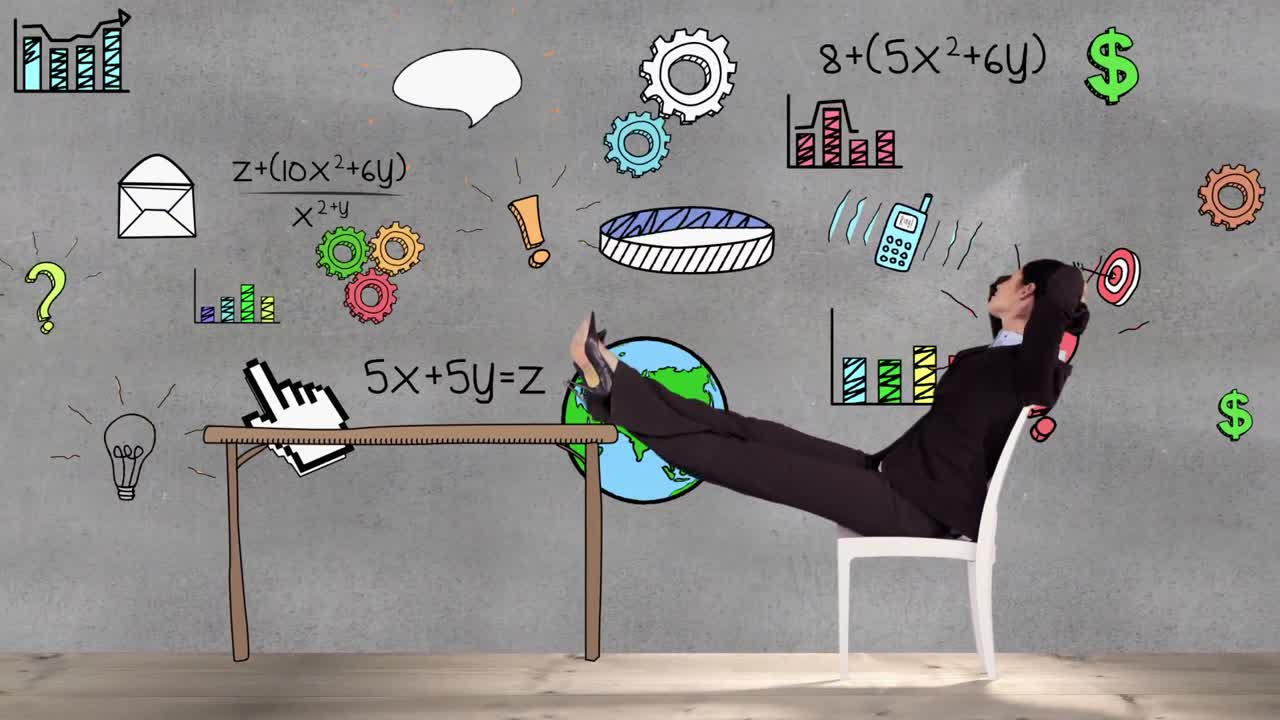 Smiling businesswoman relaxing herself