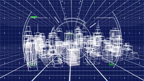 animación del escaneo de alcance sobre la ciudad digital