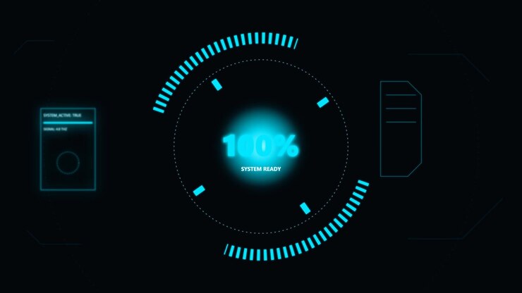 Digital Loading Progress Bar with Futuristic HUD Interface