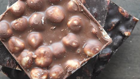 close up of milk chocolate with hazelnuts