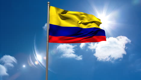 Bandera-Nacional-De-Colombia-Ondeando-En-El-Asta-De-La-Bandera