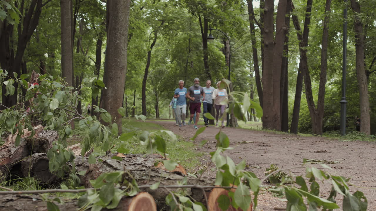 Seniors Running in a Park