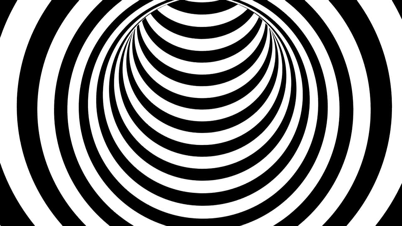 túnel de rayas blancas y negras, abstracción psicodélica, renderización en 3d de la generación de computadoras