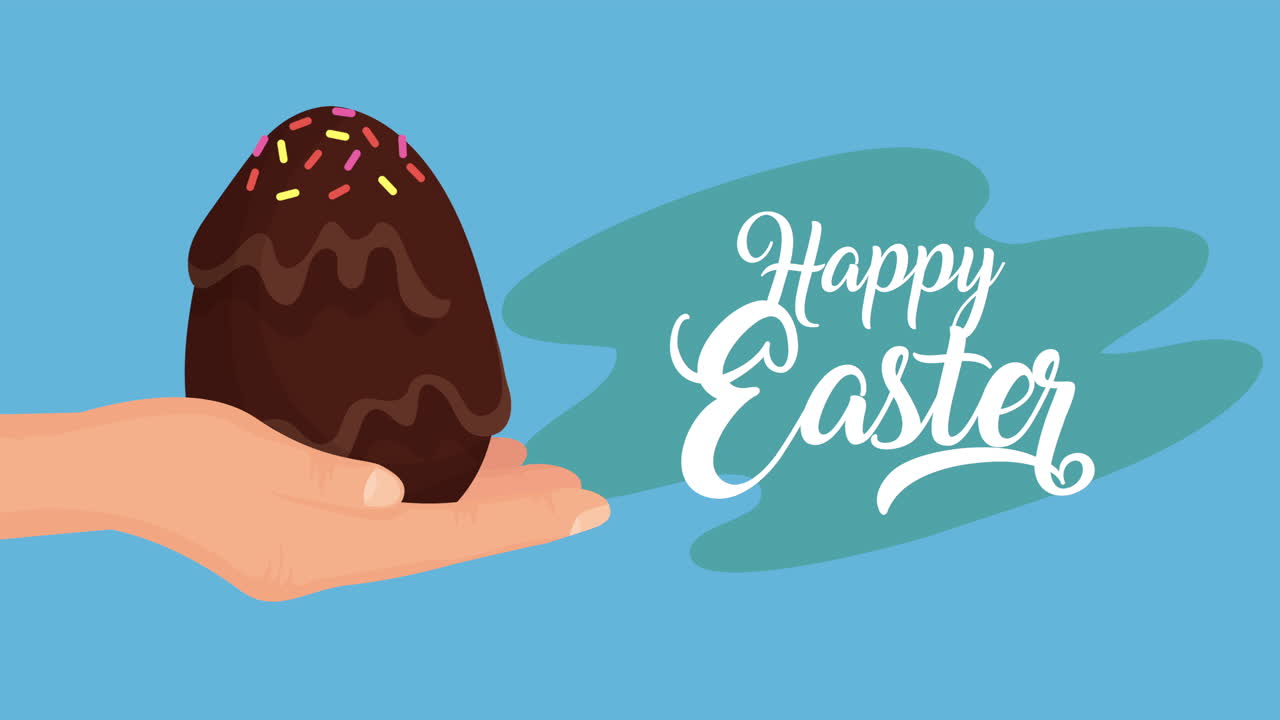 happy easter animated card with chocolate egg