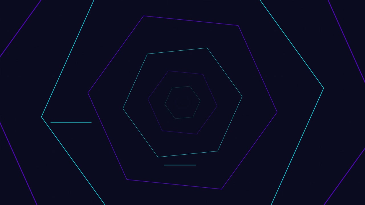 Abstract Motion Background with Pulsing Neon Hexagons
