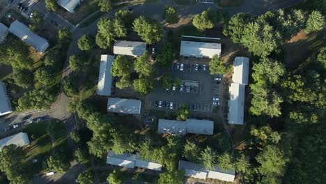 aerial drone footage of apartment complex, punch in shot 24p