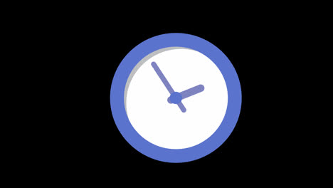 Un-Vídeo-De-Animación-En-Bucle-Conceptual-De-Icono-De-Reloj-De-Pared-Azul-Y-Blanco-Con-Canal-Alfa