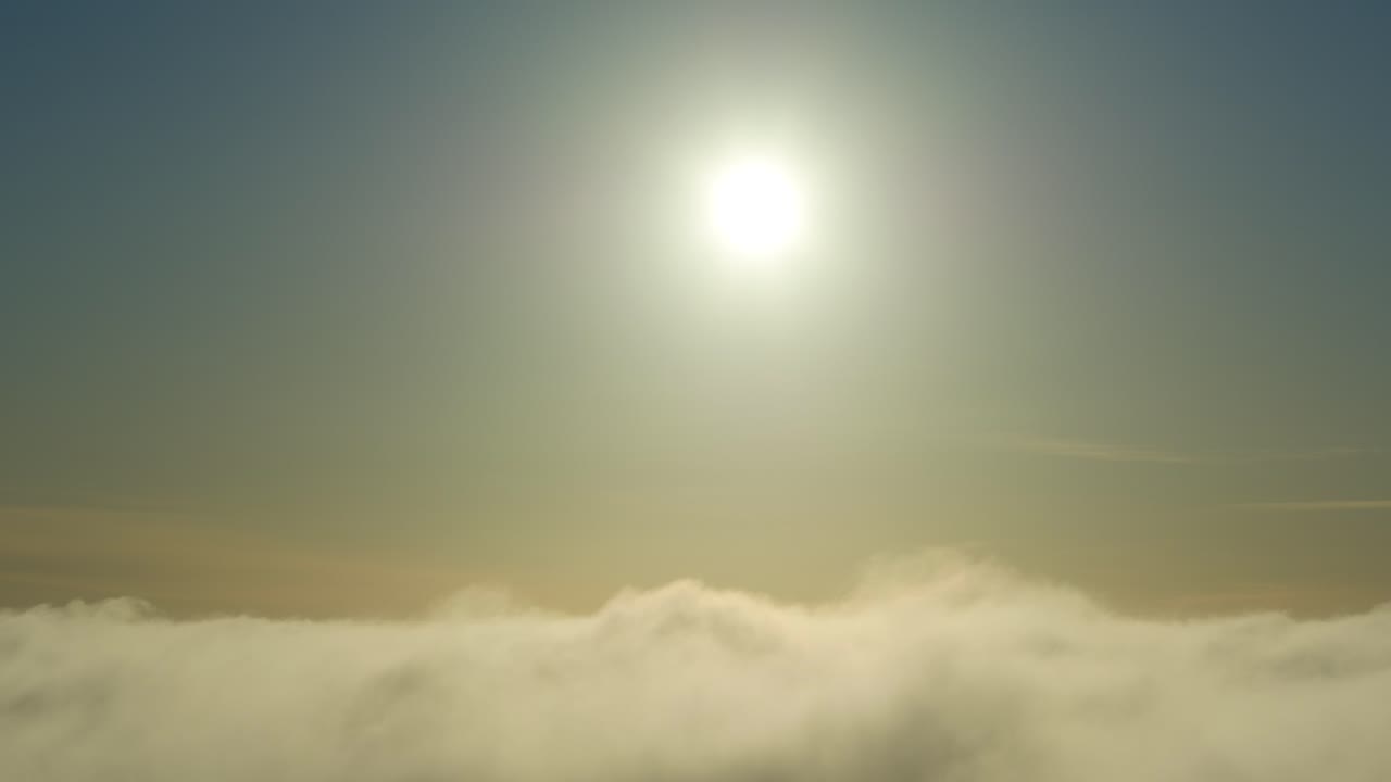 Drone aerial view of clouds. Sunny autumn morning. Lithuania