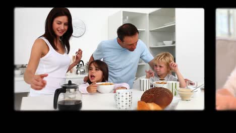 Montage-Einer-Süßen-Familie,-Die-Zeit-Miteinander-Verbringt