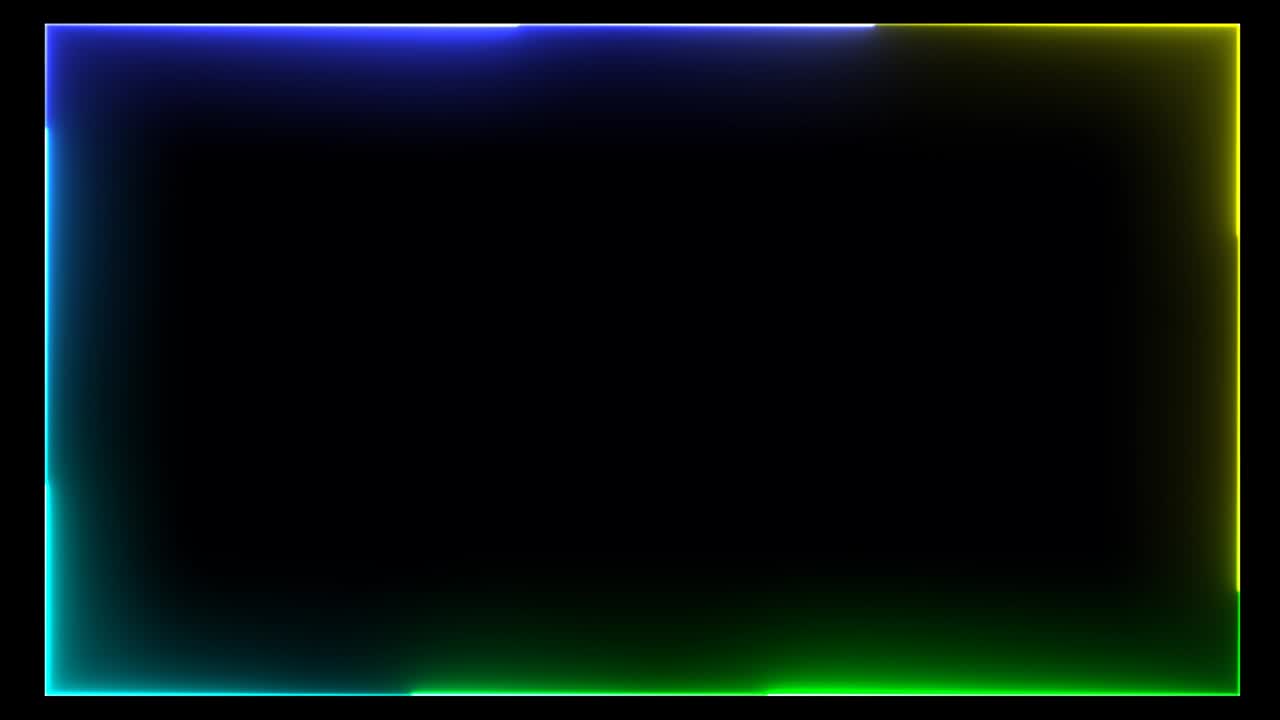 todos los arco iris coloridos cien flechas de neón movimiento aleatorio y la luz de la borda bucle en la pantalla negra