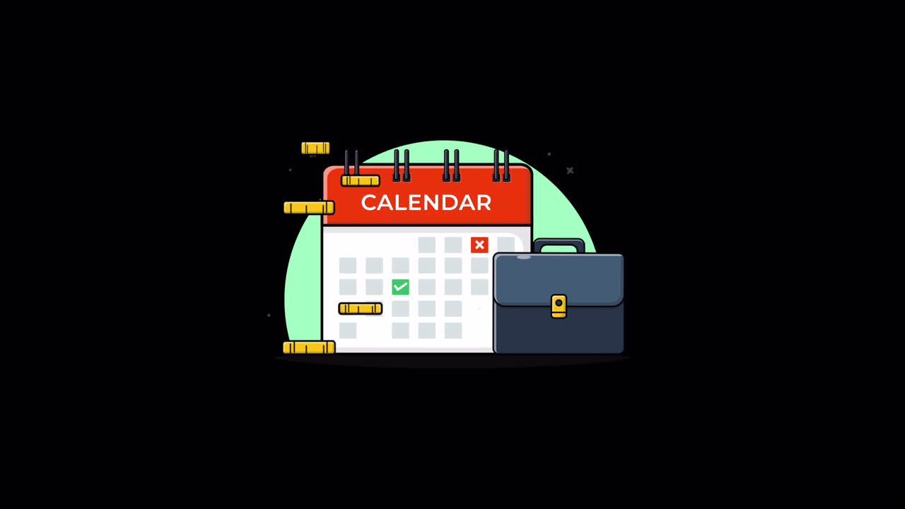 Calendario animato con ventiquattrore e pianificazione finanziaria
