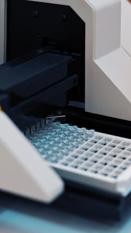 Modern medical laboratory. View of machine research at the modern laboratory Vertical video