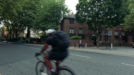 pedestrians and vehicles at a london intersection